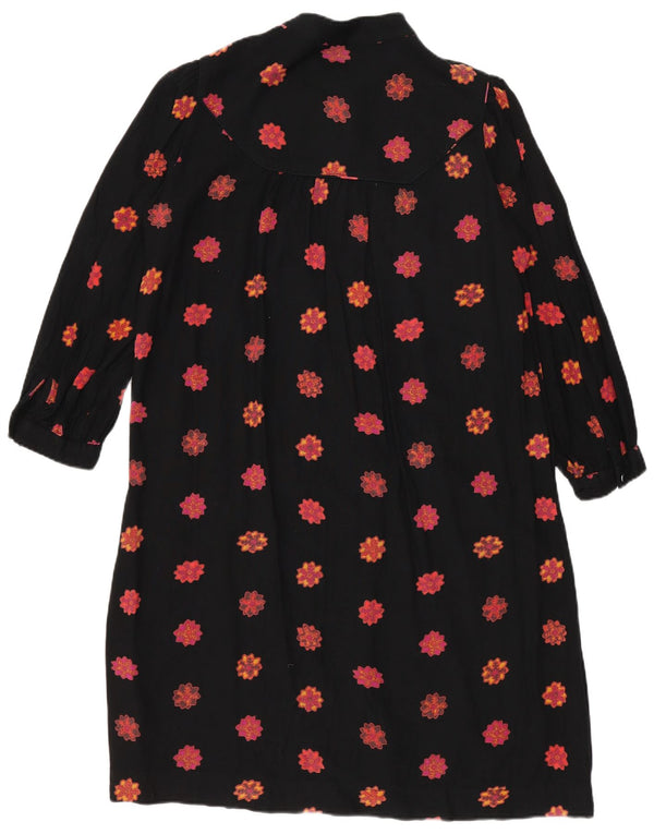 Abito camicia da donna con maniche a 3/4 French Connection UK 10 Piccolo floreale nero