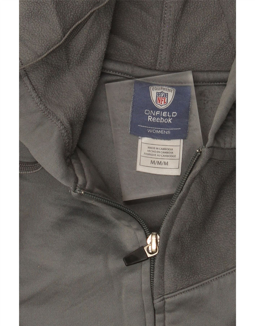 Maglione con cappuccio e zip da donna Reebok UK 14 Poliestere grigio medio