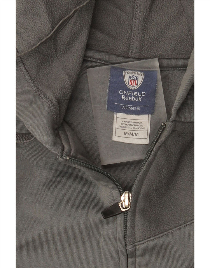 Maglione con cappuccio e zip da donna Reebok UK 14 Poliestere grigio medio