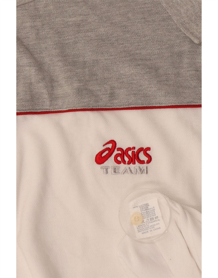 Polo Asics da uomo grande in cotone color block bianco