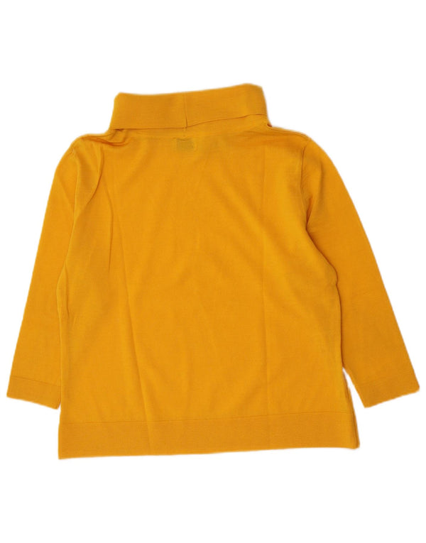 Top vintage da donna con collo alto e maniche a 3/4 UK 14 giallo medio