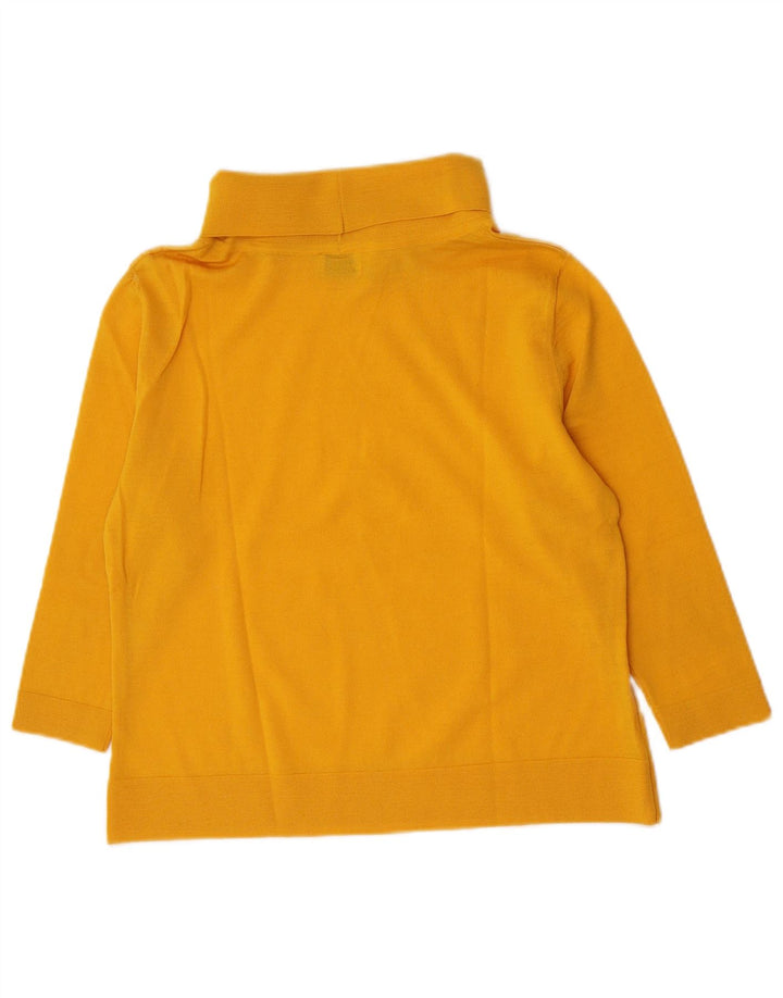 Top vintage da donna con collo alto e maniche a 3/4 UK 14 giallo medio