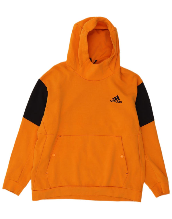 Felpa con cappuccio da uomo Adidas Large in cotone color block giallo