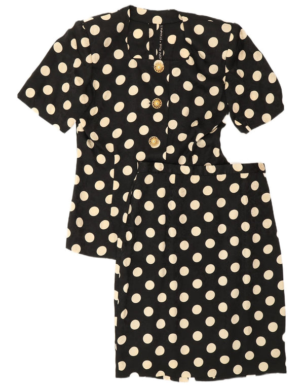 Set gonna vintage in 2 pezzi a maniche corte da donna UK 12 medio W28 nero