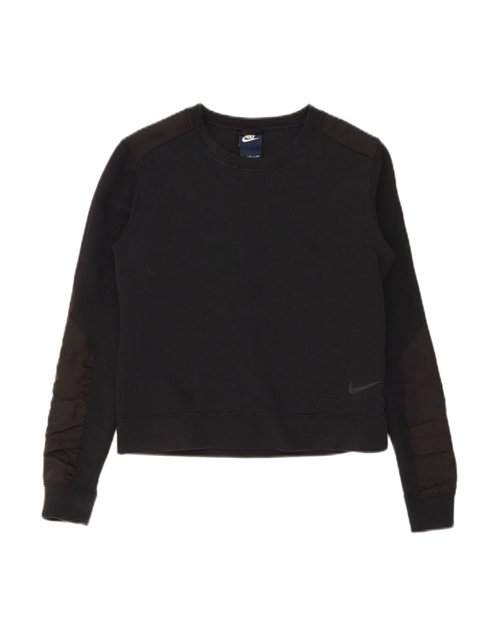 NIKE Womens Sweatshirt Jumper UK 10 Small Black Colourblock Cotton