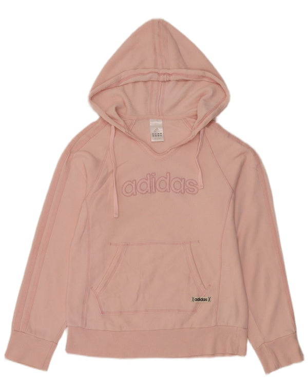 Felpa con cappuccio grafica da donna Adidas UK 12 cotone rosa medio