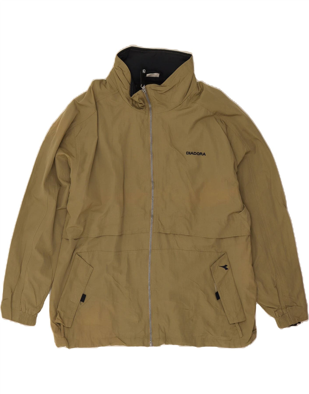 DIADORA Mens Hooded Rain Jacket UK 40 Large Khaki Polyamide Vintage Diadora and Second-Hand Diadora from Messina Hembry 