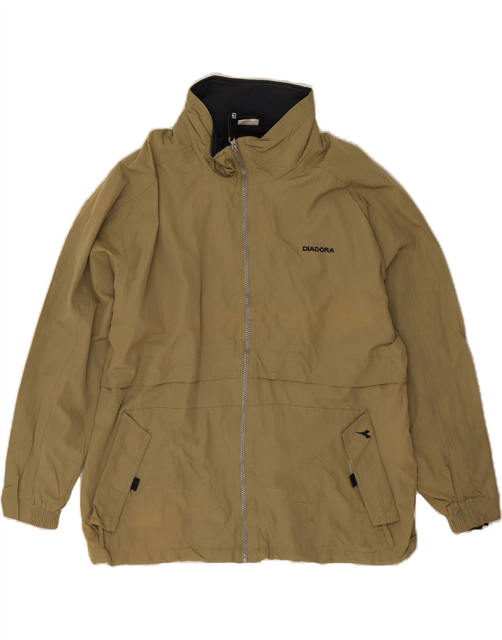 DIADORA Mens Hooded Rain Jacket UK 40 Large Khaki Polyamide Vintage Diadora and Second-Hand Diadora from Messina Hembry 