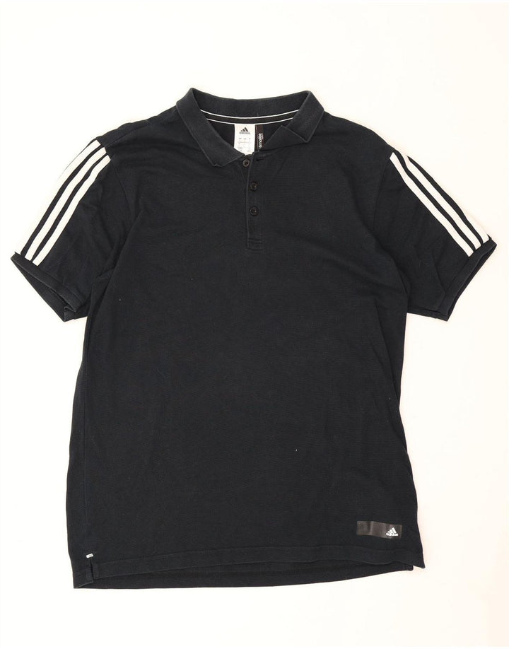 Polo grafica Adidas Climalite da uomo grande in cotone nero