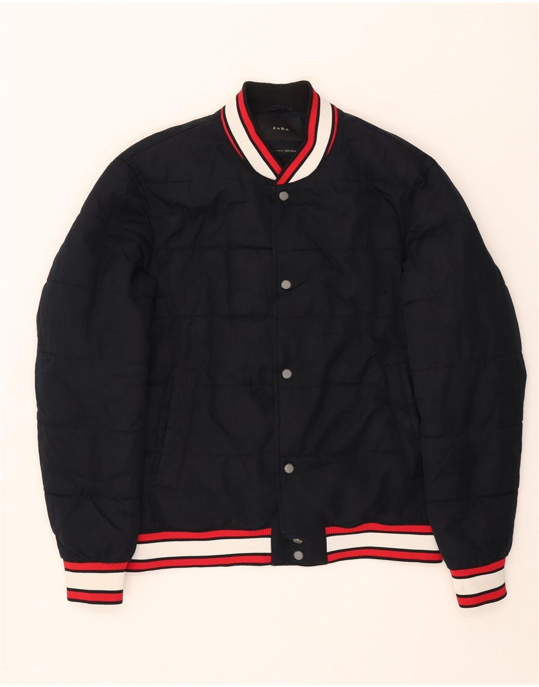 Giacca imbottita da uomo Zara UK 40 grande poliestere blu navy