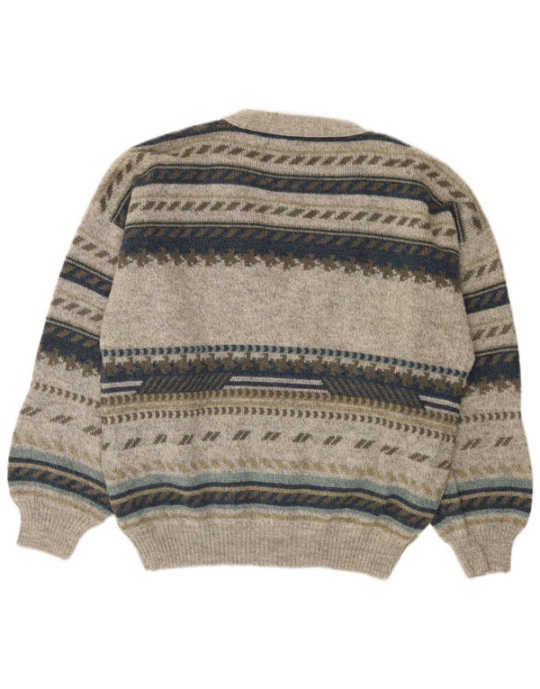 Maglione cardigan da uomo vintage IT 52/54 Acrilico a righe grigie grandi