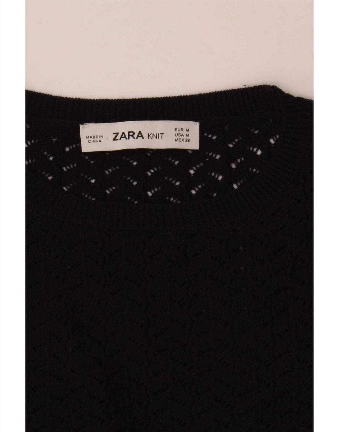 Top Zara da donna in maglia corta in maglia UK 12 medio a righe blu navy