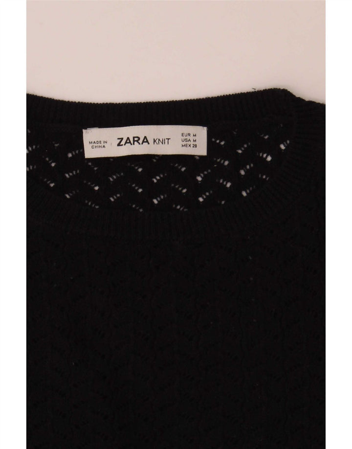 Top Zara da donna in maglia corta in maglia UK 12 medio a righe blu navy