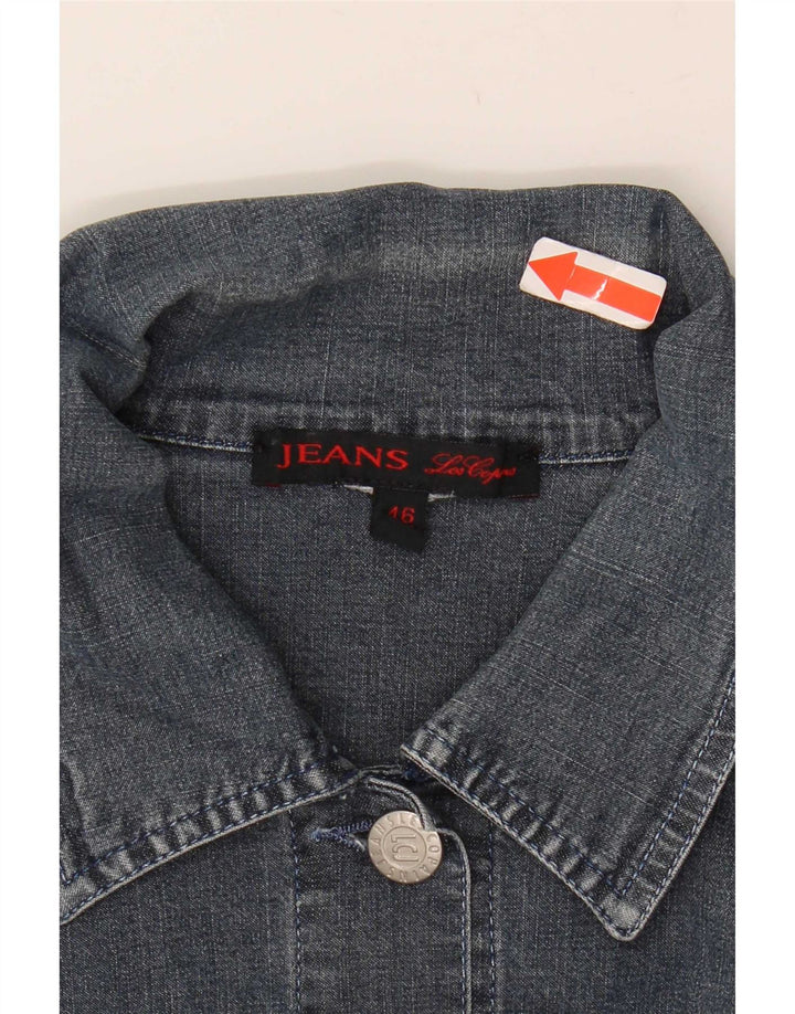 Les Copains Womens Graphic Crop Denim Jacket IT 46 Large Blue