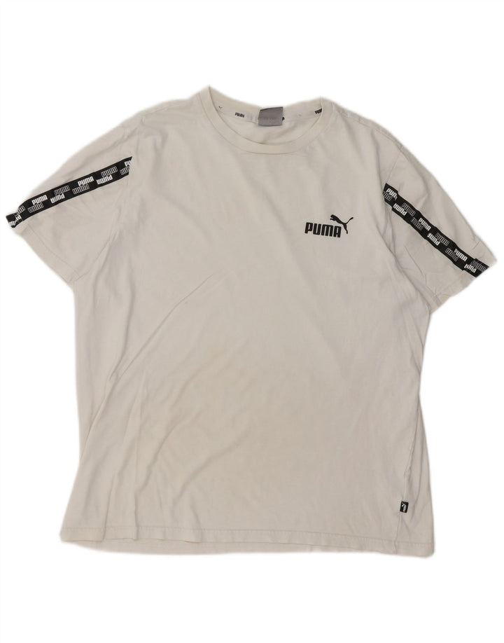T-shirt grafica da uomo PUMA Top grande in cotone color block bianco