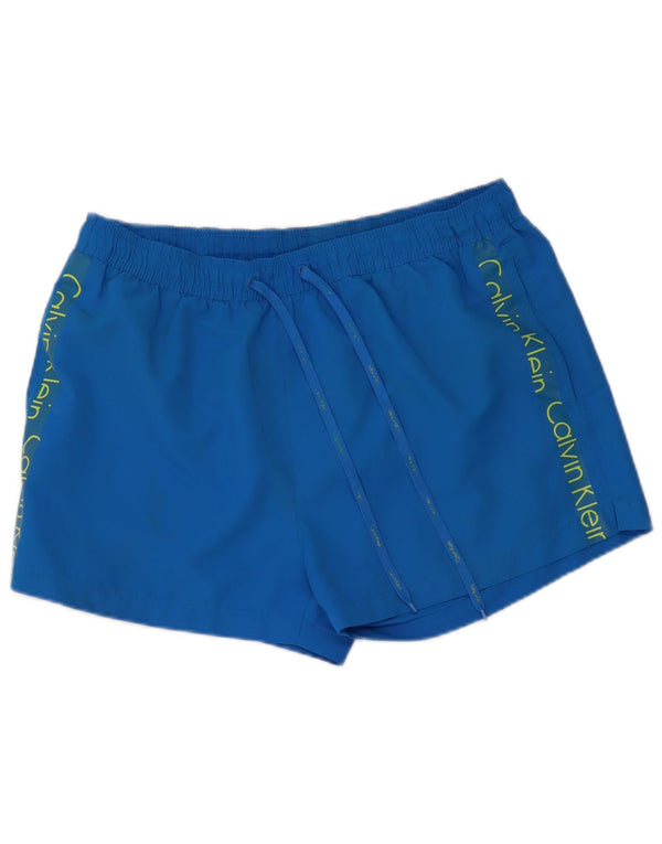 Pantaloncini da bagno grafici da uomo Calvin Klein XL blu poliestere