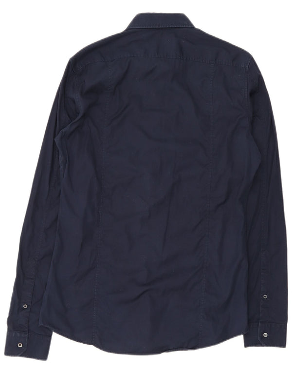 Camicia slim fit da uomo Gucci taglia 39 15 1/2 cotone medio blu navy
