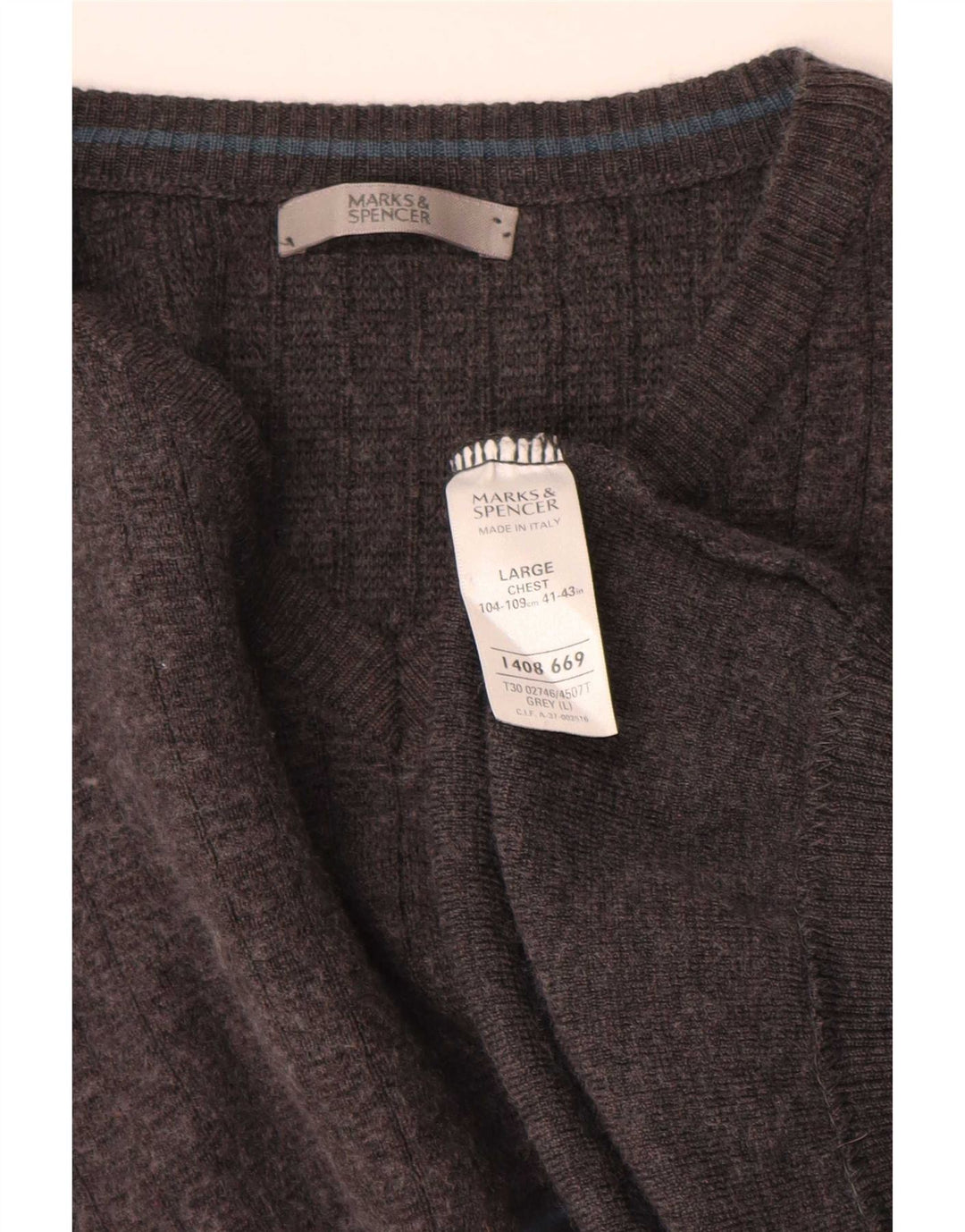 Maglione da uomo con scollo a V Marks & Spencer grande acrilico grigio