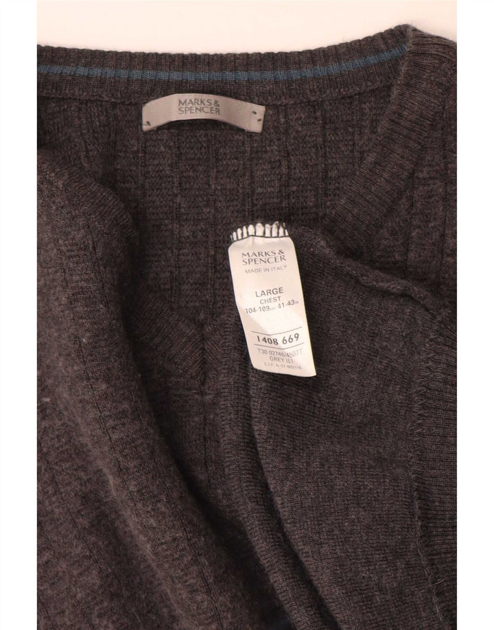 Maglione da uomo con scollo a V Marks & Spencer grande acrilico grigio
