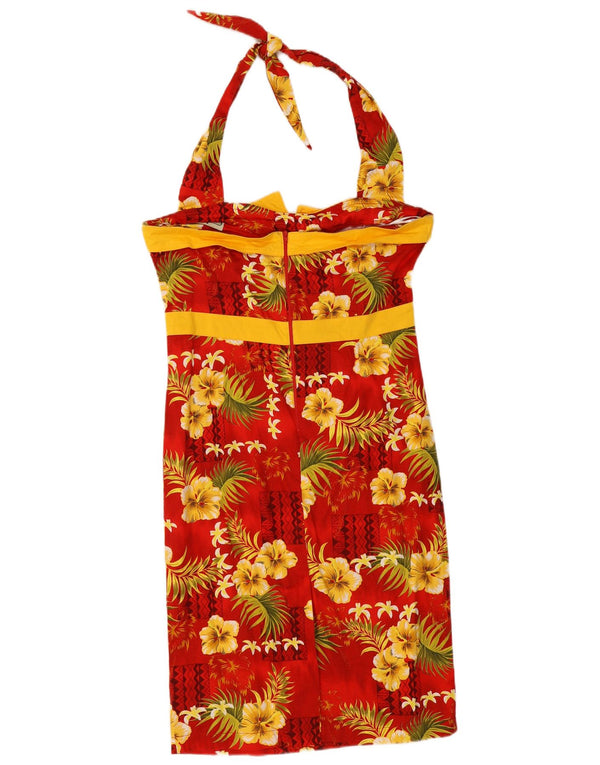 Abito da donna Collectif Halter UK 14 Cotone floreale rosso medio