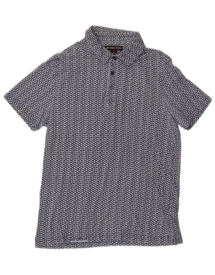 Camicia pullover a maniche corte da uomo Michael Kors piccola in cotone maculato blu