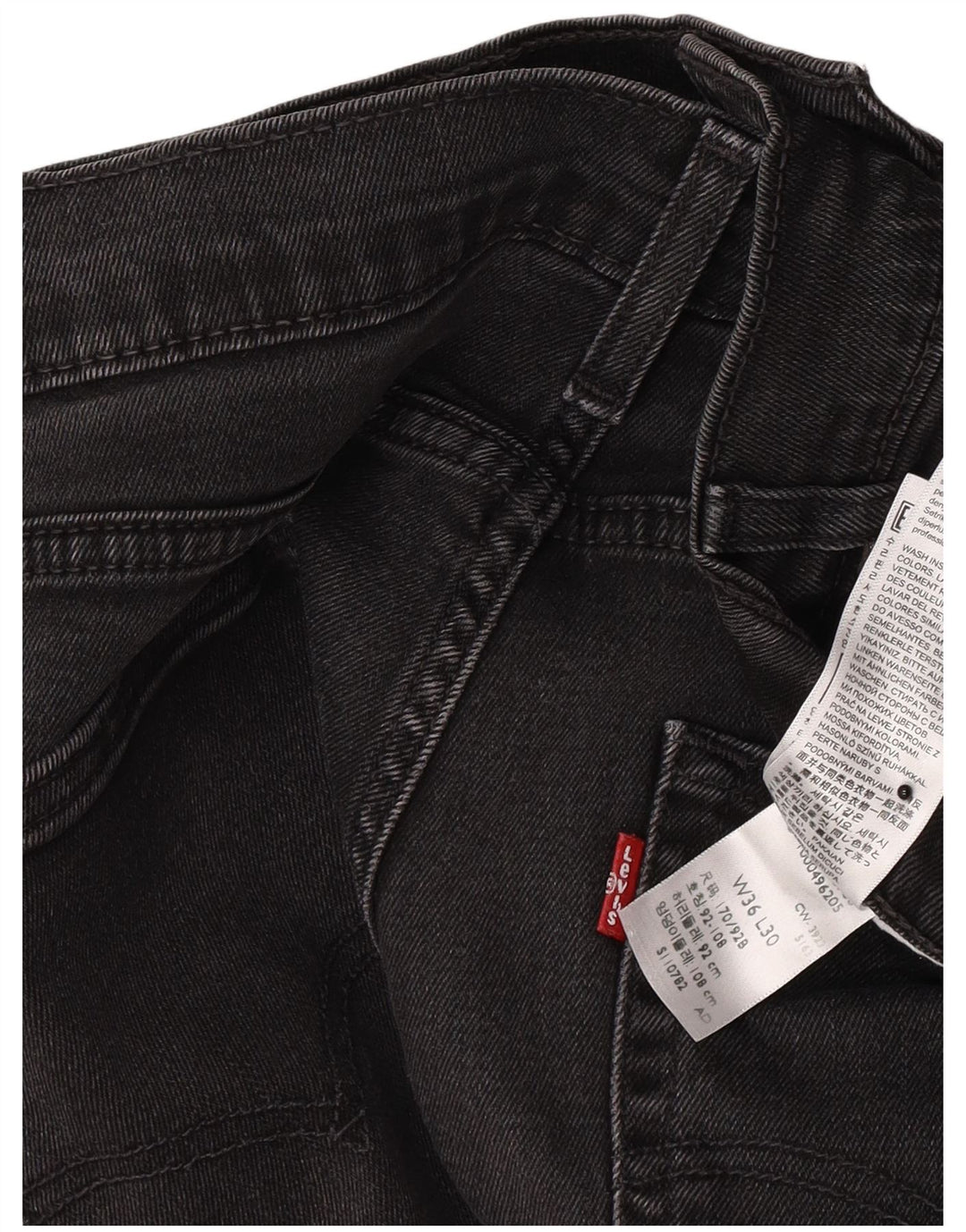 Jeans dritti da uomo Levi's W36 L30 cotone nero