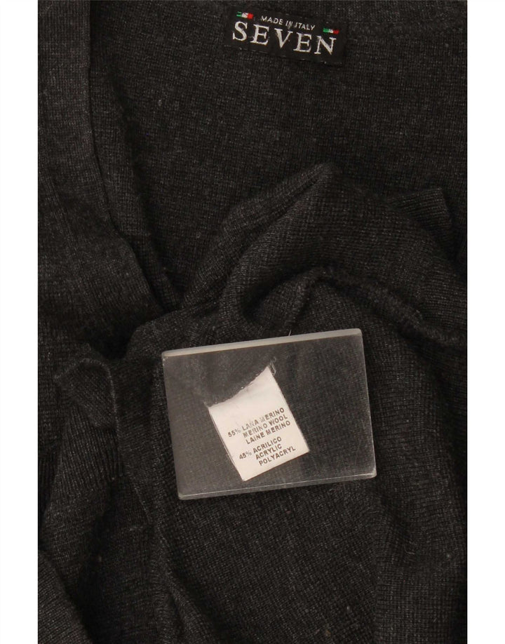 Maglione cardigan da uomo vintage XL in lana a righe grigie