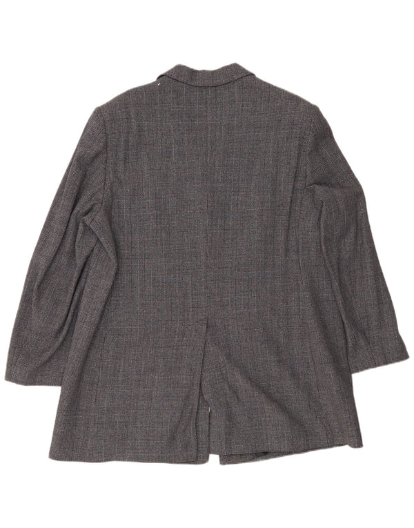 ELENA MIRO Giacca blazer a 3 bottoni da donna UK 22 2XL Pied de poule blu navy