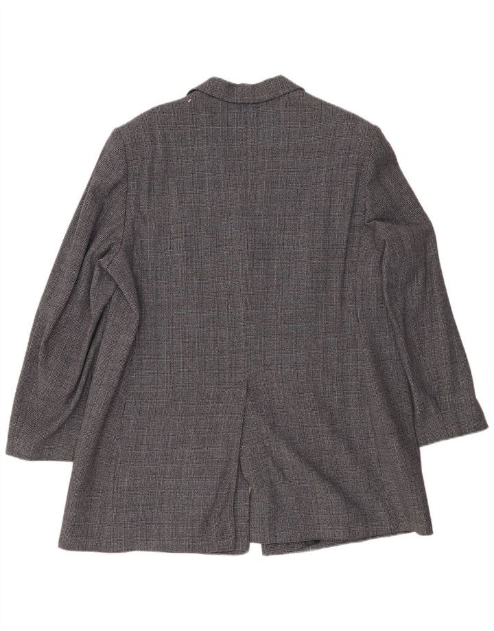 ELENA MIRO Giacca blazer a 3 bottoni da donna UK 22 2XL Pied de poule blu navy