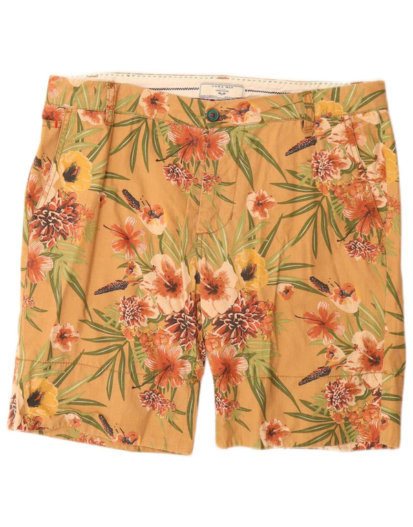 Pantaloncini chino da uomo Zara EU 42 Large W32 cotone floreale beige hawaiano