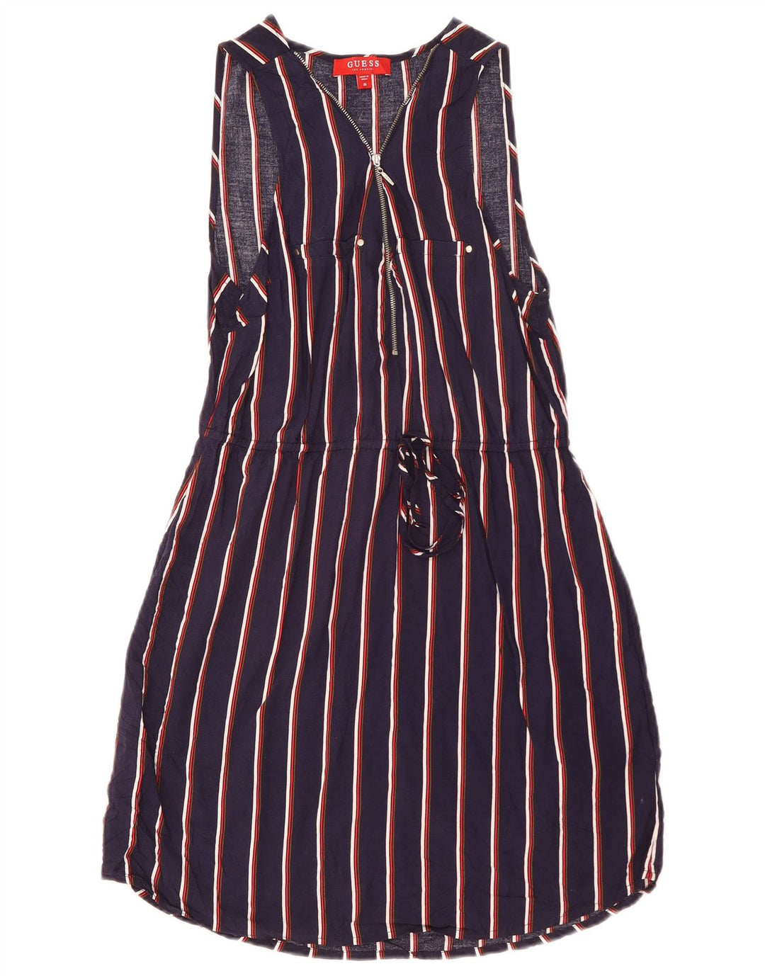 Guess Abito basic senza maniche da donna UK 12 Viscosa a righe blu navy medio