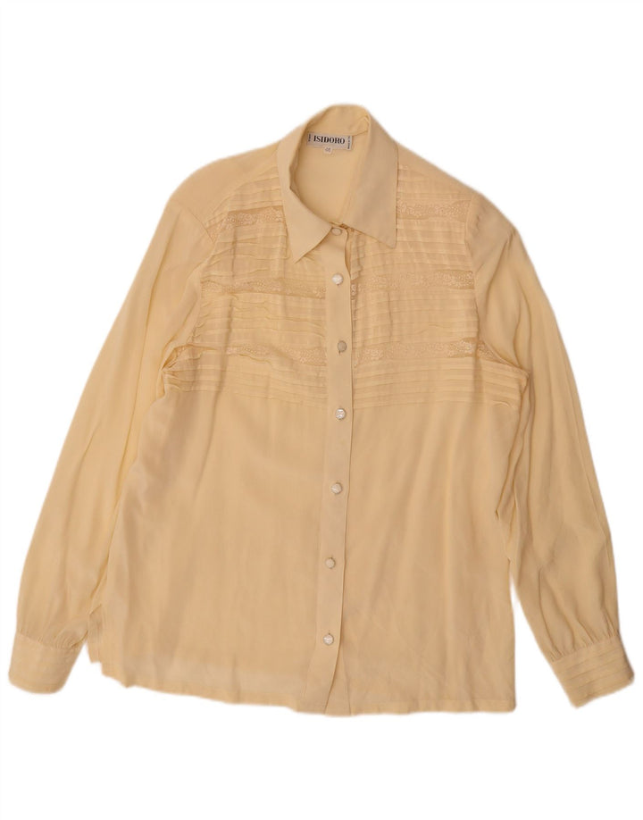 Camicetta camicia vintage da donna IT 46 grande beige