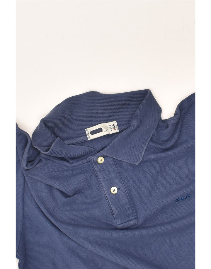 FILA Mens Polo Shirt Medium Navy Blue Cotton | Vintage Fila | Thrift | Second-Hand Fila | Used Clothing | Messina Hembry 