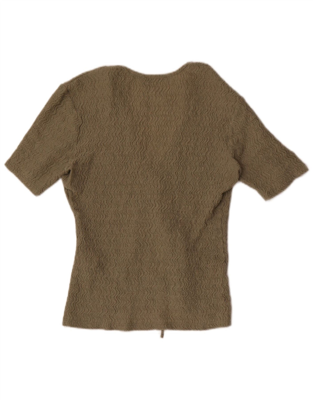 Top corto a maniche corte da donna Zara UK 8 piccolo poliestere kaki