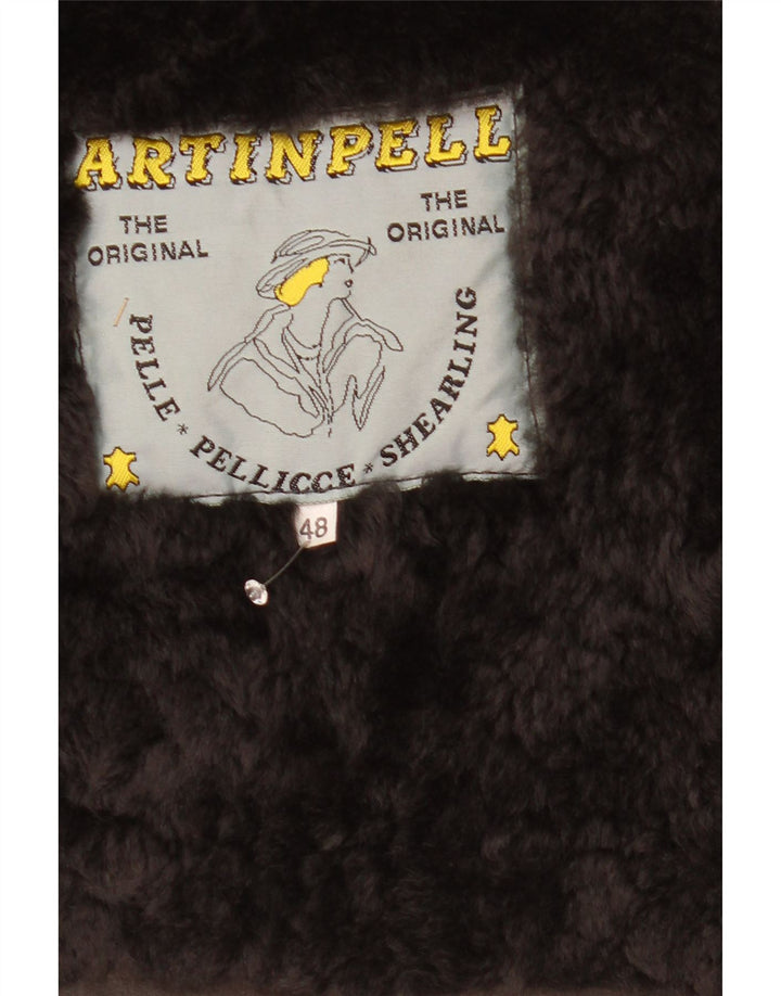Giubbotto shearling vintage da uomo IT 48 in pelle grigio medio