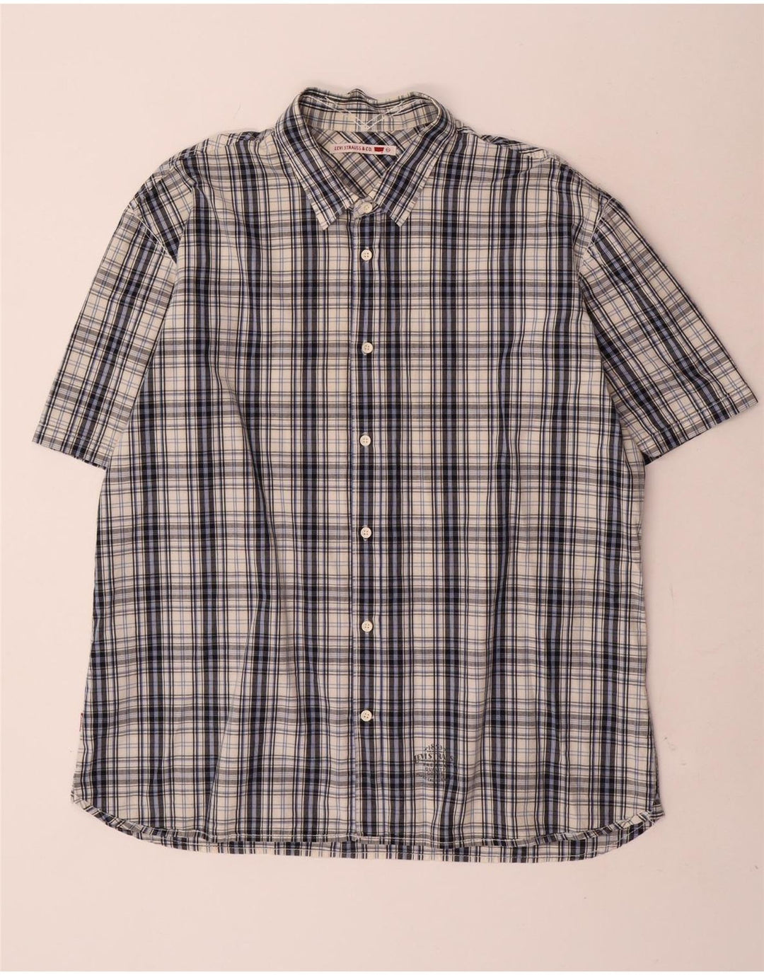 Camicia a maniche corte da uomo Levi's 2XL in cotone a quadri blu