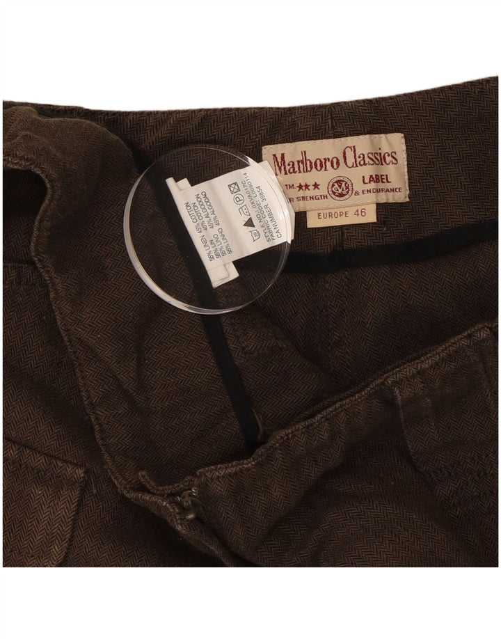 Pantaloncini cargo da donna Marlboro Classics IT 46 Large W32 Marrone a spina di pesce