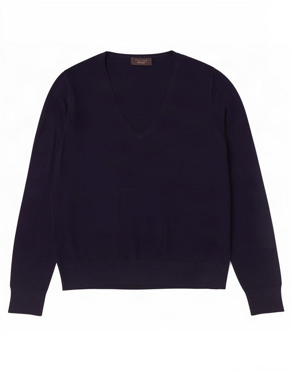 Maglione Zara da uomo con scollo a V grande in viscosa blu navy