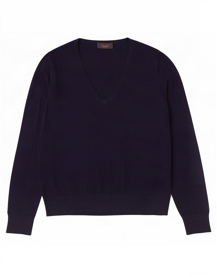 Maglione Zara da uomo con scollo a V grande in viscosa blu navy