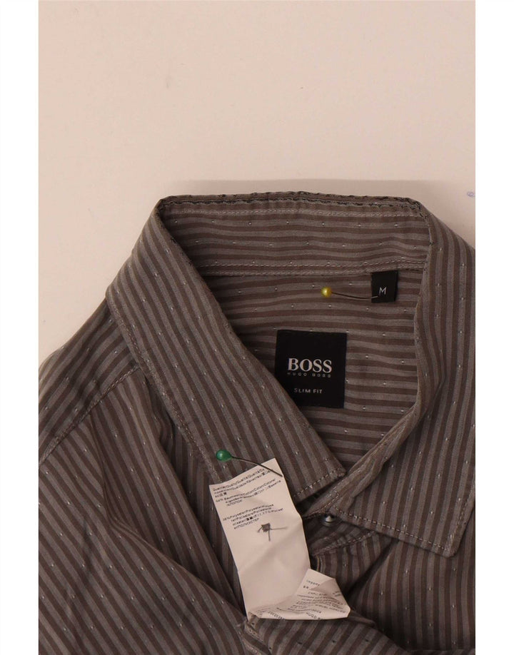 Camicia slim fit da uomo Hugo Boss in cotone gessato grigio medio