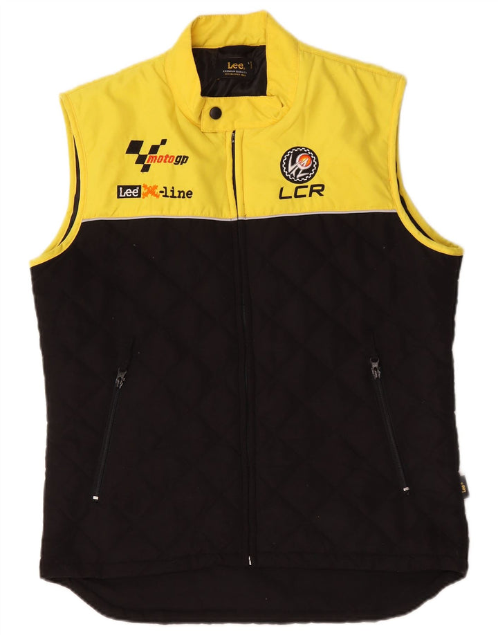 Gilet trapuntato con grafica da uomo Lee UK 36 piccolo poliestere color block nero