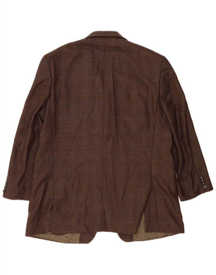 Giacca blazer lunga a 2 bottoni Marks & Spencer da uomo UK 46 XL Lana a quadri kaki