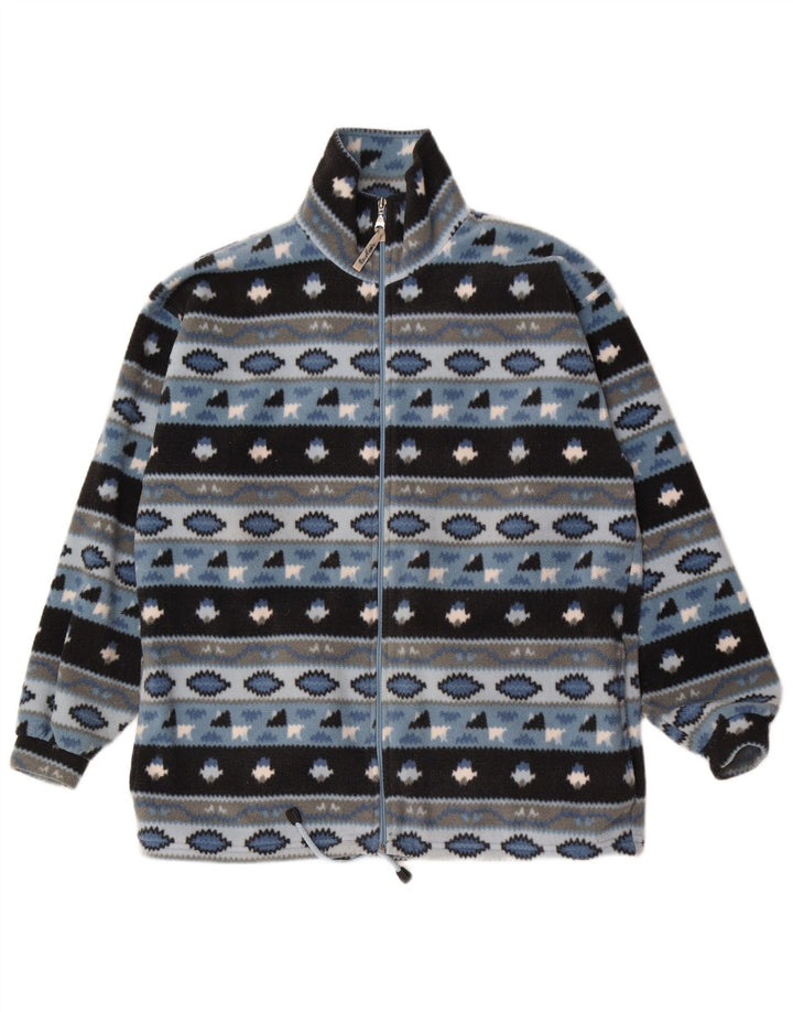 Giacca in pile vintage da uomo UK 38 Poliestere Fair Isle blu medio