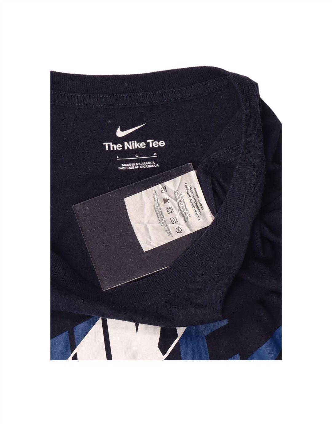 NIKE Mens Graphic T-Shirt Top Large Navy Blue Cotton