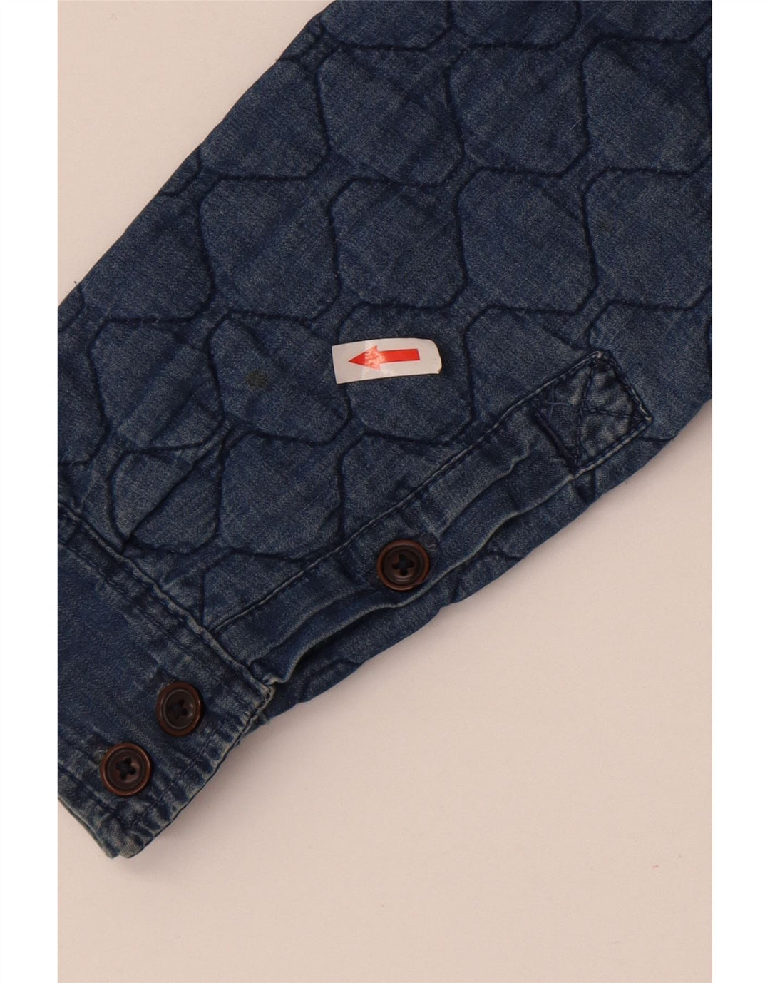 Camicia di jeans trapuntata vintage da uomo in cotone blu medio