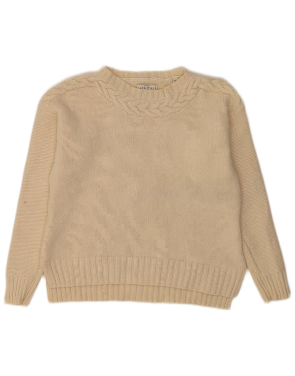Maglione maglione con scollo a barca da donna Jack Wills UK 10 piccolo bianco sporco