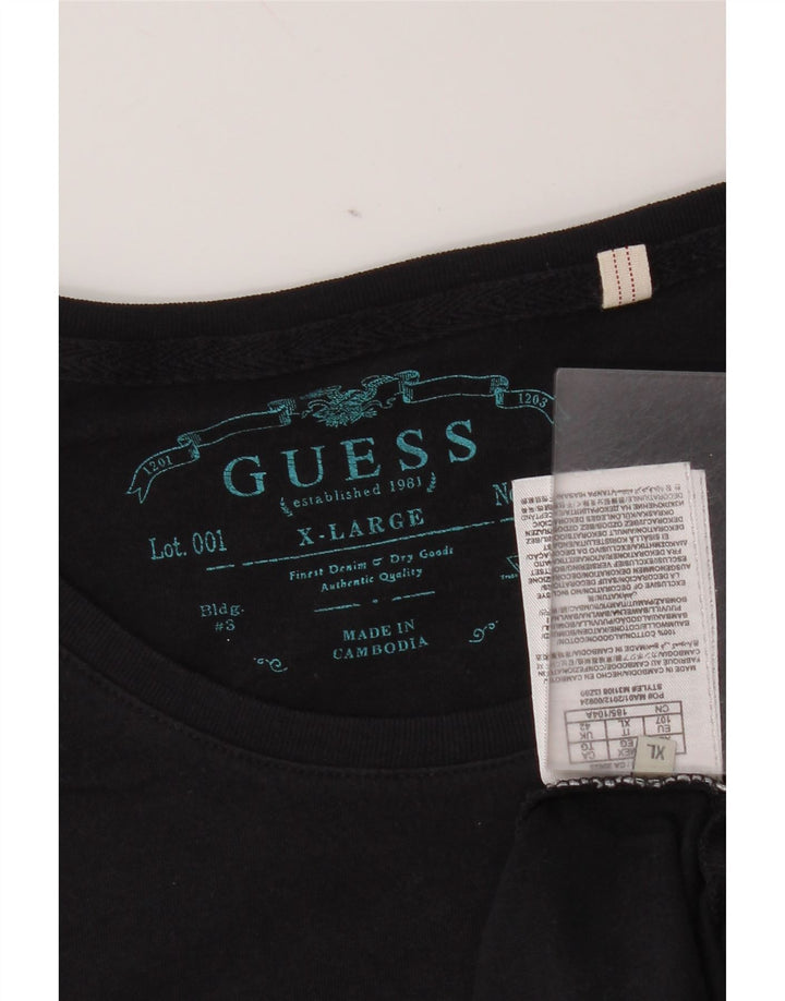 T-shirt grafica da uomo Guess Top XL in cotone blu navy