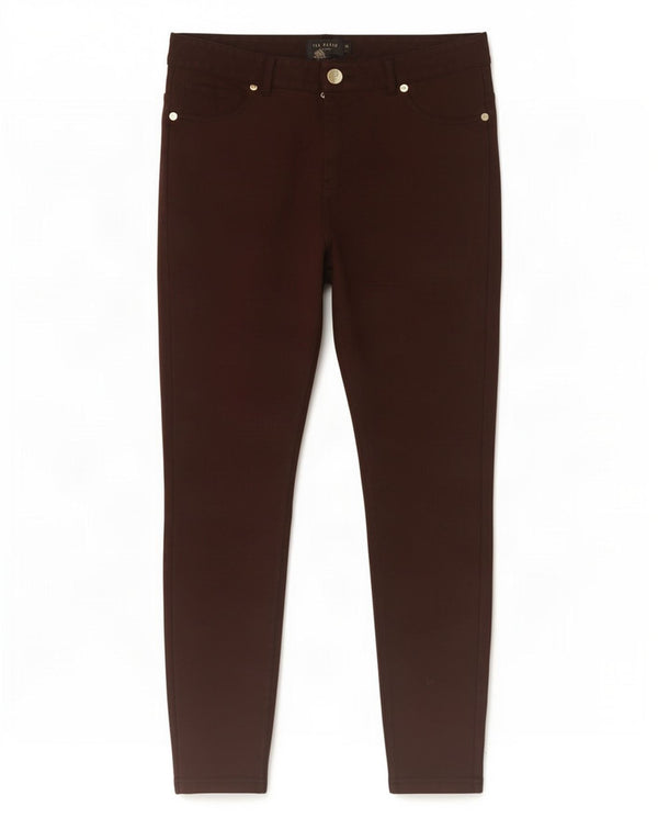 Pantaloni casual skinny da donna Ted Baker taglia 2 piccoli W28 L27 viscosa marrone