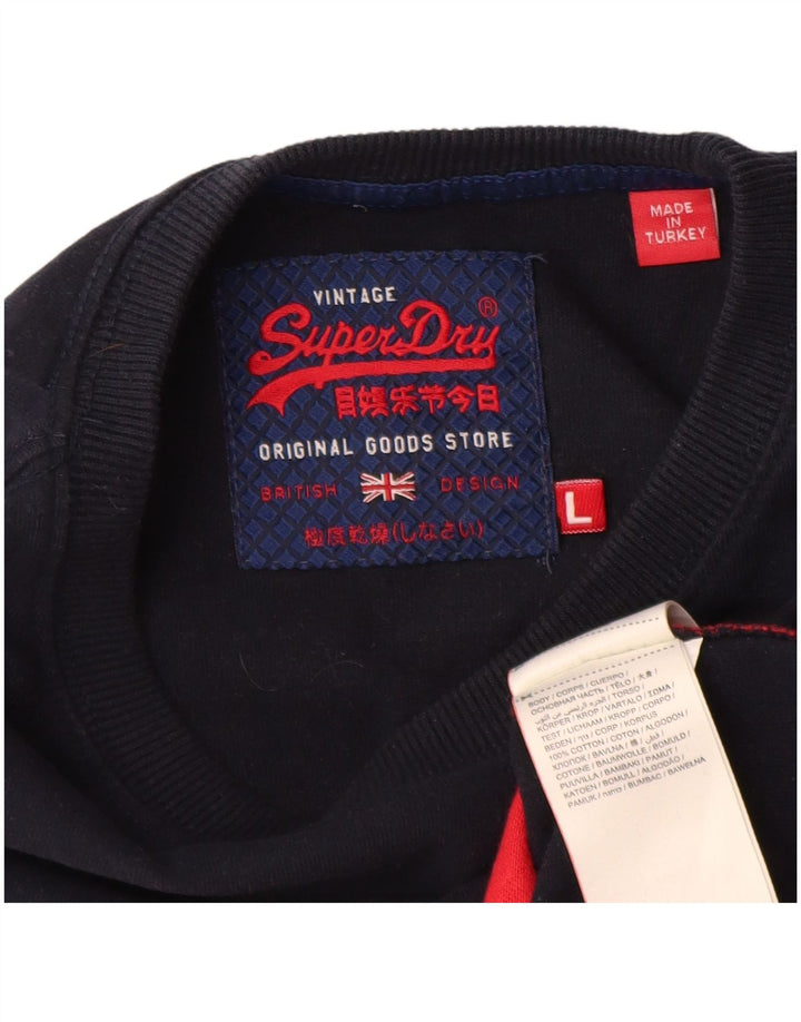 Top grafico da uomo Superdry a maniche lunghe in cotone color block rosso grande