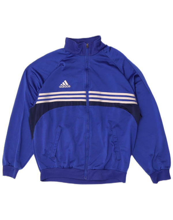 Giacca da tuta da uomo Adidas UK 44/46 Large Blu Colourblock Poliestere
